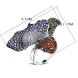 Multi Crystal Zirconia Big Rings Party Trendy Flowere Ring