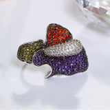 Multi Crystal Zirconia Big Rings Party Trendy Flowere Ring
