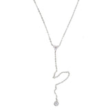 925 Sterling silver triangle round cz charm Y shaped minimal dainty lariat necklace