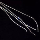 Spring Design Glittering Stone Long Tassel Earrings