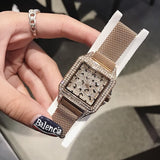 Stainless Steel Mesh Designer Square Watch Quartz