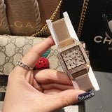 Stainless Steel Mesh Designer Square Watch Quartz