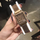 Stainless Steel Mesh Designer Square Watch Quartz