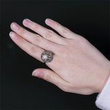 925 Sterling Silver Jewelry Women Mosaic Pearl Exaggerated hollow Wedding Ring