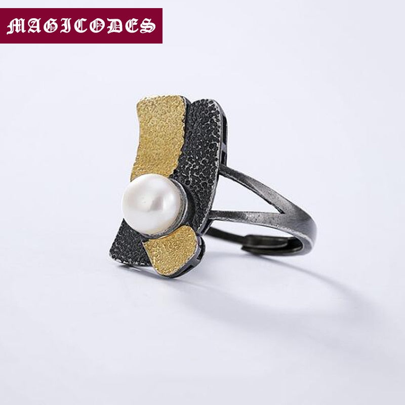Vintage Adjustable LOVE Toe Mosaic Pearl Irregular Wedding Custom Ring