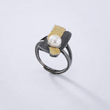 Vintage Adjustable LOVE Toe Mosaic Pearl Irregular Wedding Custom Ring