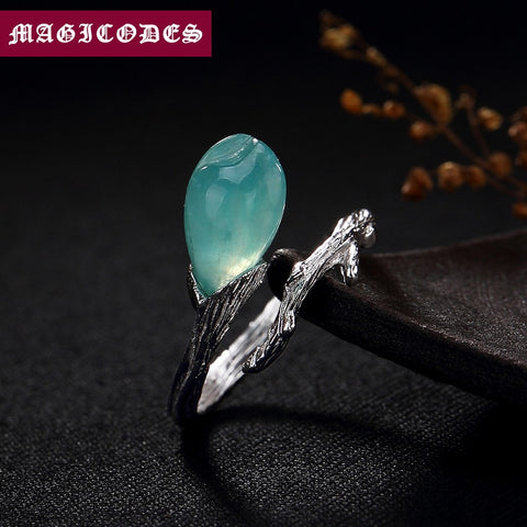 Vintage Dainty Adjustable LOVE Mosaic Natural stone Orchid Ring