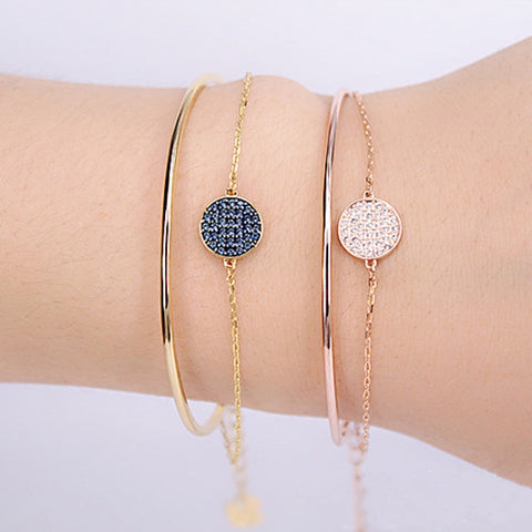 Crystal rose gold tennis ball bracelet Two-in-one double layers