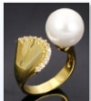 handmade shell pearl White and Gold color ring