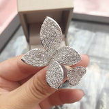 banquet simple luxury atmosphere zircon butterfly adjustable ring