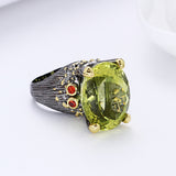 beautiful large Oval green crystal ring