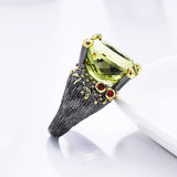 beautiful large Oval green crystal ring