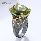 beautiful large Oval green crystal ring