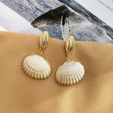 Bohemian Beach Big Shell shape Drop Dangle Earrings