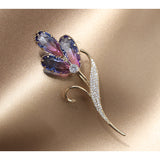 two-color imitation crystal flower brooch
