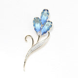 two-color imitation crystal flower brooch