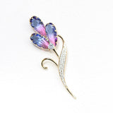 two-color imitation crystal flower brooch
