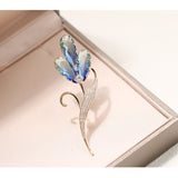 two-color imitation crystal flower brooch