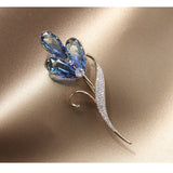 two-color imitation crystal flower brooch