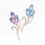 two-color imitation crystal flower brooch