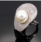 5 colors 14 mm shell pearl Flower Lotus leaf crystal ring