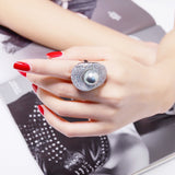 5 colors 14 mm shell pearl Flower Lotus leaf crystal ring