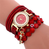 Chimes Diamond Leather Bracelets Wrist Watch