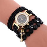 Chimes Diamond Leather Bracelets Wrist Watch