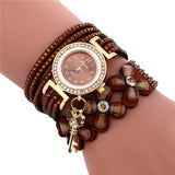 Chimes Diamond Leather Bracelets Wrist Watch