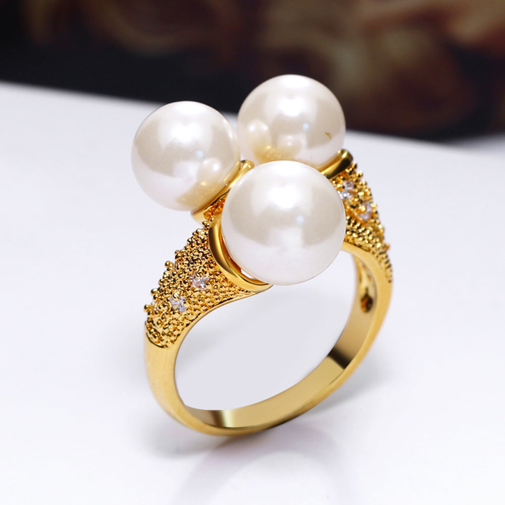 simulated white pearl paved AAA crystal rings
