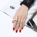 simulated white pearl paved AAA crystal rings