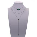 3 Layers 925 Sterling Silver Necklace Multi Layer Pendents