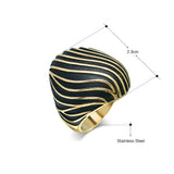 Gold-color Zebra crossing black epoxy jewellery Titanium Steel ring