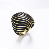 Gold-color Zebra crossing black epoxy jewellery Titanium Steel ring
