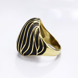 Gold-color Zebra crossing black epoxy jewellery Titanium Steel ring
