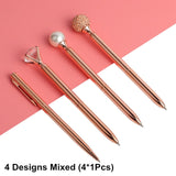 GENKKY Rose Gold Ballpoint Pen Pearl Spotted Diamonds Oil Gradient Pen Set