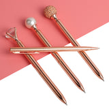 GENKKY Rose Gold Ballpoint Pen Pearl Spotted Diamonds Oil Gradient Pen Set