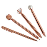 GENKKY Rose Gold Ballpoint Pen Pearl Spotted Diamonds Oil Gradient Pen Set