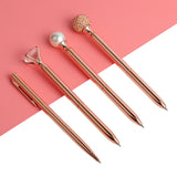 GENKKY Rose Gold Ballpoint Pen Pearl Spotted Diamonds Oil Gradient Pen Set