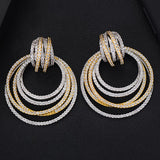 52mm Big Luxury Twist Circle Dangle Cubic Zircon Crystal CZ Dubai Bridal Earrings