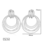 52mm Big Luxury Twist Circle Dangle Cubic Zircon Crystal CZ Dubai Bridal Earrings