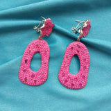 5Pairs White Pink  Bare Rhinestone Big Geometric Elegant Personality Earrings