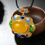 925 Silver Cloisonne Enamel Pendant Hollow Silk Craft