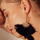 925 Silver Long Feather Pendant Creative Personality Earrings