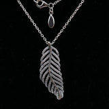 925 Sterling Silver Necklace Feather Cubic Zirconia Necklace