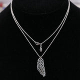 925 Sterling Silver Necklace Feather Cubic Zirconia Necklace