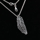 925 Sterling Silver Necklace Feather Cubic Zirconia Necklace