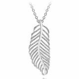 925 Sterling Silver Necklace Feather Cubic Zirconia Necklace