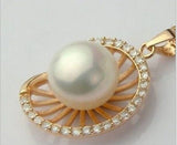 AAA 10-11mm natural south sea white pearl rose gold pendant