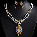 AAA CZ White Gold Color Top Quality Bridal Earrings Necklace Sets